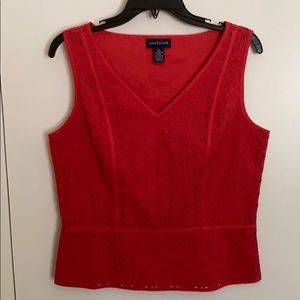 Ann Taylor Red/Orange Eyelet Top